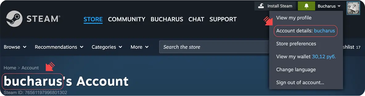 Steam account settings